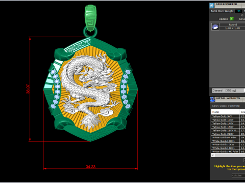 Dragon pendant - Mens pendant - N1045 3Dプリントモデル