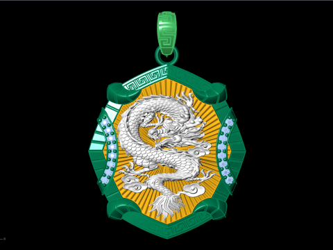 Dragon pendant - Mens pendant - N1045 3Dプリントモデル