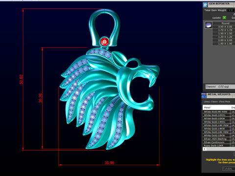 Lion pendant - Mens pendants - N956 Model do druku 3D