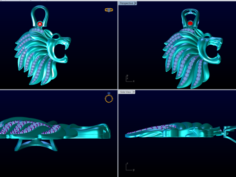 Lion pendant - Mens pendants - N956 Model do druku 3D