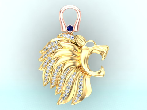 Lion pendant - Mens pendants - N956 Model do druku 3D