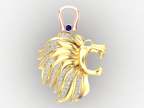 Lion pendant - Mens pendants - N956 Model do druku 3D