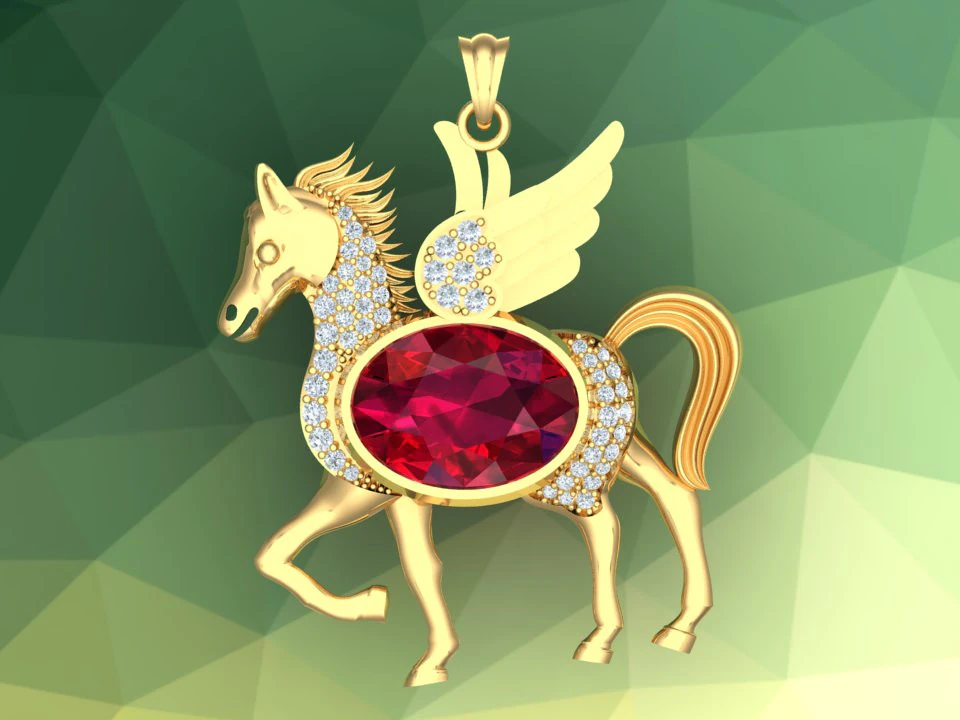 Horse pendant - Oval stone pendant - N1047 3D Print Model .c4d .max .obj .3ds .fbx .stl .blend 