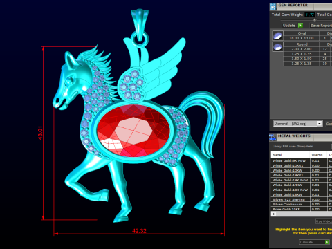 Horse pendant - Oval stone pendant - N1047 Modelo de Impressão 3D
