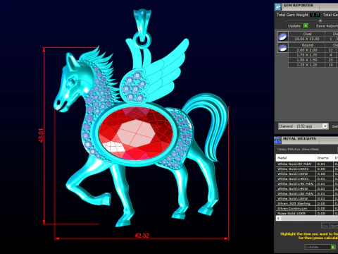 Horse pendant - Oval stone pendant - N1047 3D Print Model