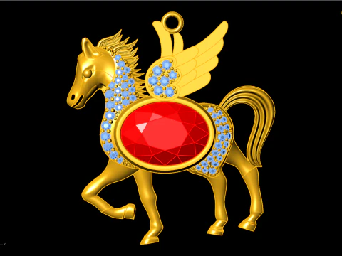 Horse pendant - Oval stone pendant - N1047 3D Print Model
