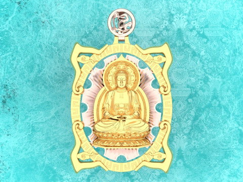 Amitabha Buddha Pendant - Adida Buddha Pendant - Buddha Pendant - N549 3D Print Model