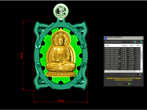 Amitabha Buddha Pendant - Adida Buddha Pendant - Buddha Pendant - N549 3D प्रिंट मॉडल