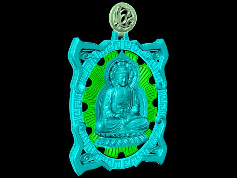 Amitabha Buddha Pendant - Adida Buddha Pendant - Buddha Pendant - N549 3D प्रिंट मॉडल