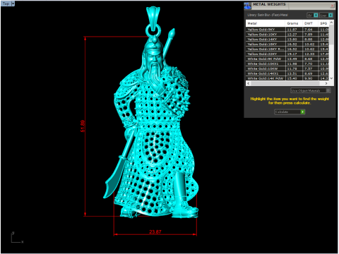 Guan Yu pendant - Mens pendants - N346 3D 打印模型
