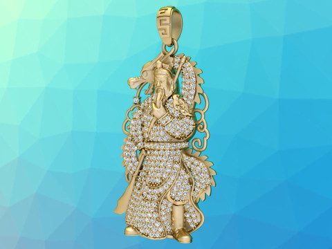 Liontin Guan Yu - Liontin Guanyu - Liontin Pria - N858 Model Cetak 3D