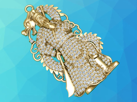 Liontin Guan Yu - Liontin Guanyu - Liontin Pria - N858 Model Cetak 3D