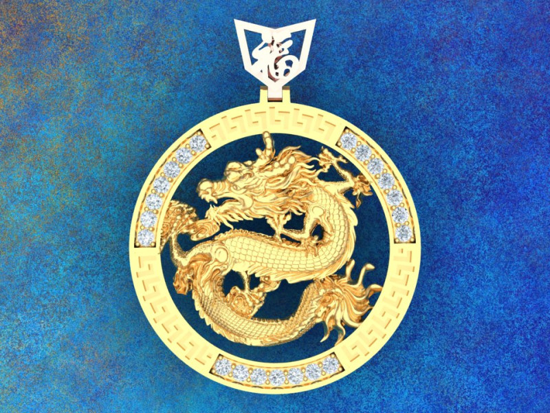 Dragon pendant - Mens pendants - N457 Modello di stampa 3D .c4d .max .obj .3ds .fbx .stl .blend