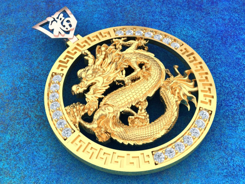 Dragon pendant - Mens pendants - N457 Modello di stampa 3D