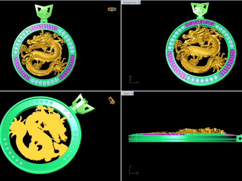 Dragon pendant - Mens pendants - N457 Modello di stampa 3D