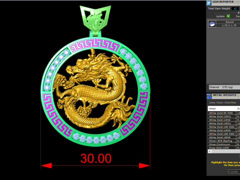 Dragon pendant - Mens pendants - N457 Modello di stampa 3D