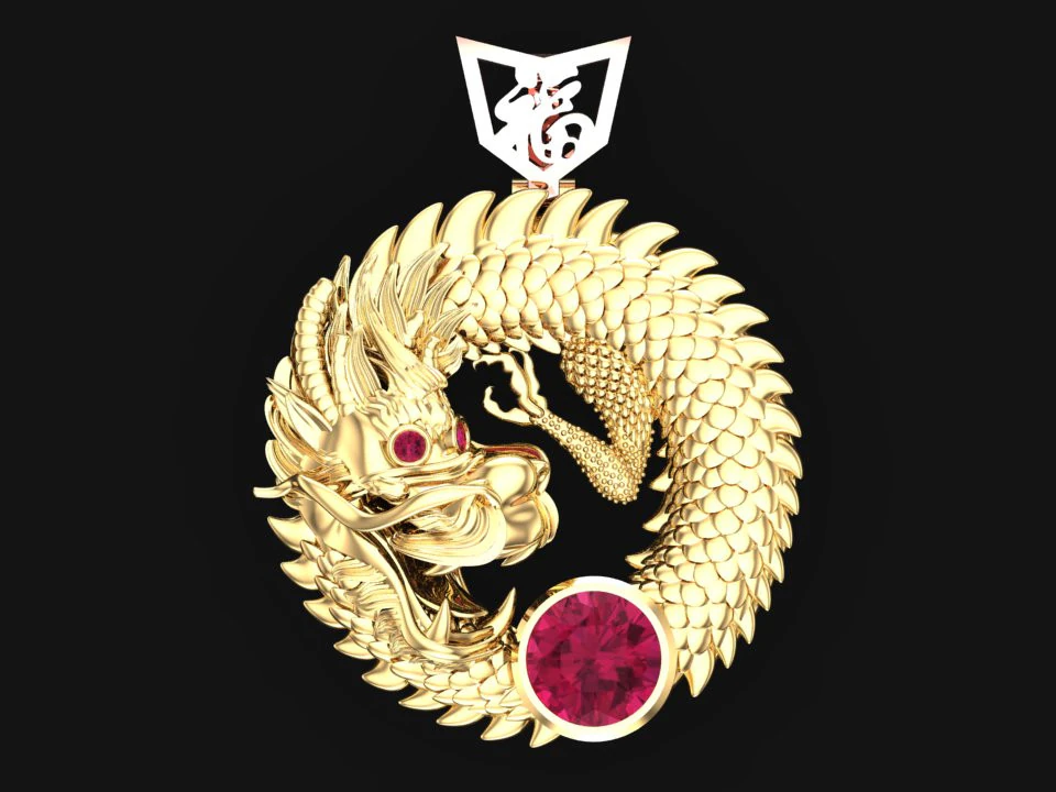 Dragon pendant - Mens pendant - N549 3D Print Model .c4d .max .obj .3ds .fbx .stl .blend 