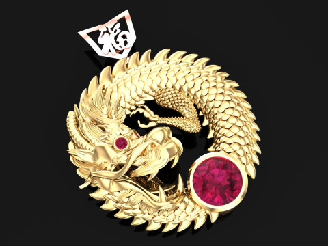 Dragon pendant - Mens pendant - N549 3D Druckmodell