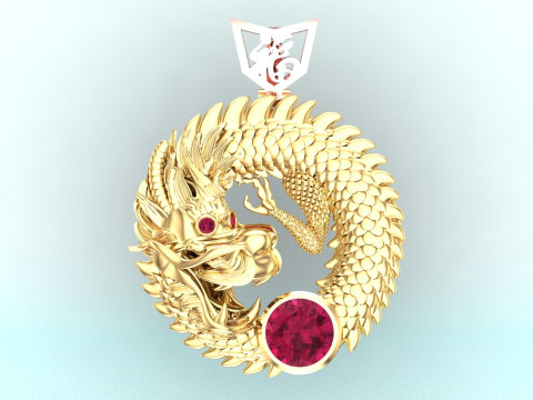 Dragon pendant - Mens pendant - N549 3D Druckmodell