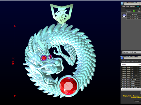 Dragon pendant - Mens pendant - N549 3D Druckmodell