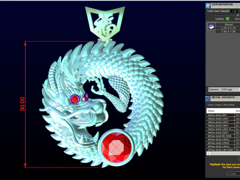 Dragon pendant - Mens pendant - N549 3D Print Model