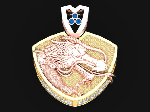 Dragon Pendant - Mens Pendant - N845 Modèles 3D en vedette