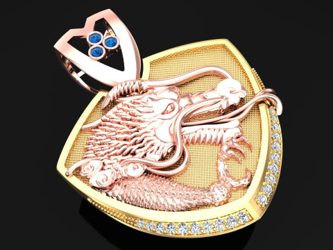 Dragon Pendant - Mens Pendant - N845 Modelo de Impressão 3D