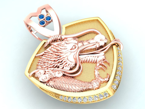 Dragon Pendant - Mens Pendant - N845 Modelo de Impressão 3D