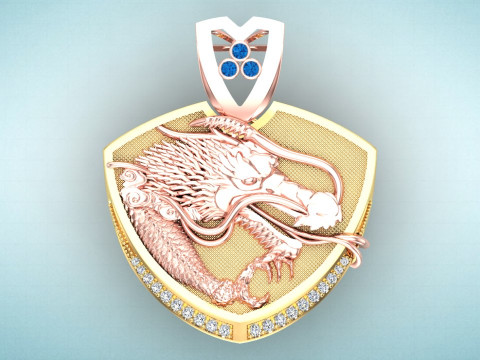 Dragon Pendant - Mens Pendant - N845 Modelo de Impressão 3D