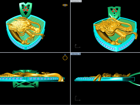 Dragon Pendant - Mens Pendant - N845 Modelo de Impressão 3D