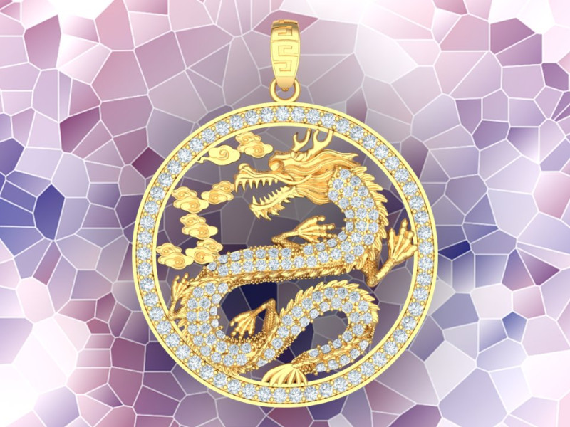 Dragon pendant - Mens pendant - N1230 3D Baskı Modeli .c4d .max .obj .3ds .fbx .stl .blend