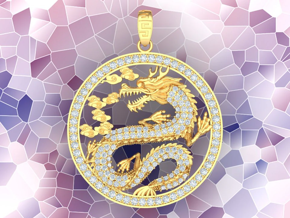 Dragon pendant - Mens pendant - N1230 3D Print Model .c4d .max .obj .3ds .fbx .stl .blend 