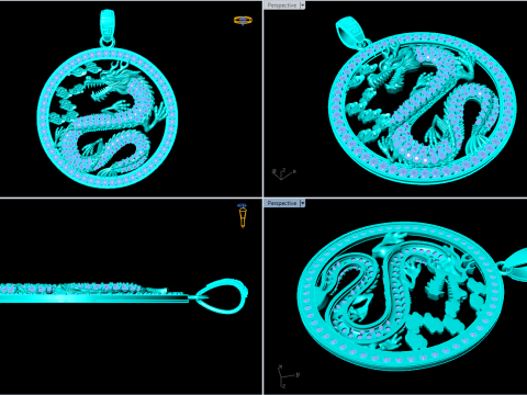 Dragon pendant - Mens pendant - N1230 3D Baskı Modeli