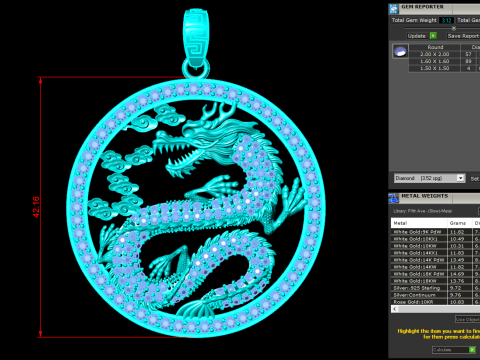 Dragon pendant - Mens pendant - N1230 3D Baskı Modeli