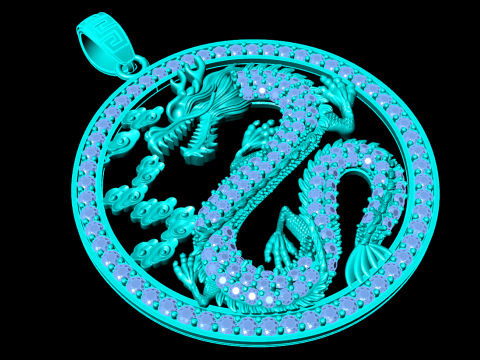 Dragon pendant - Mens pendant - N1230 3D Baskı Modeli