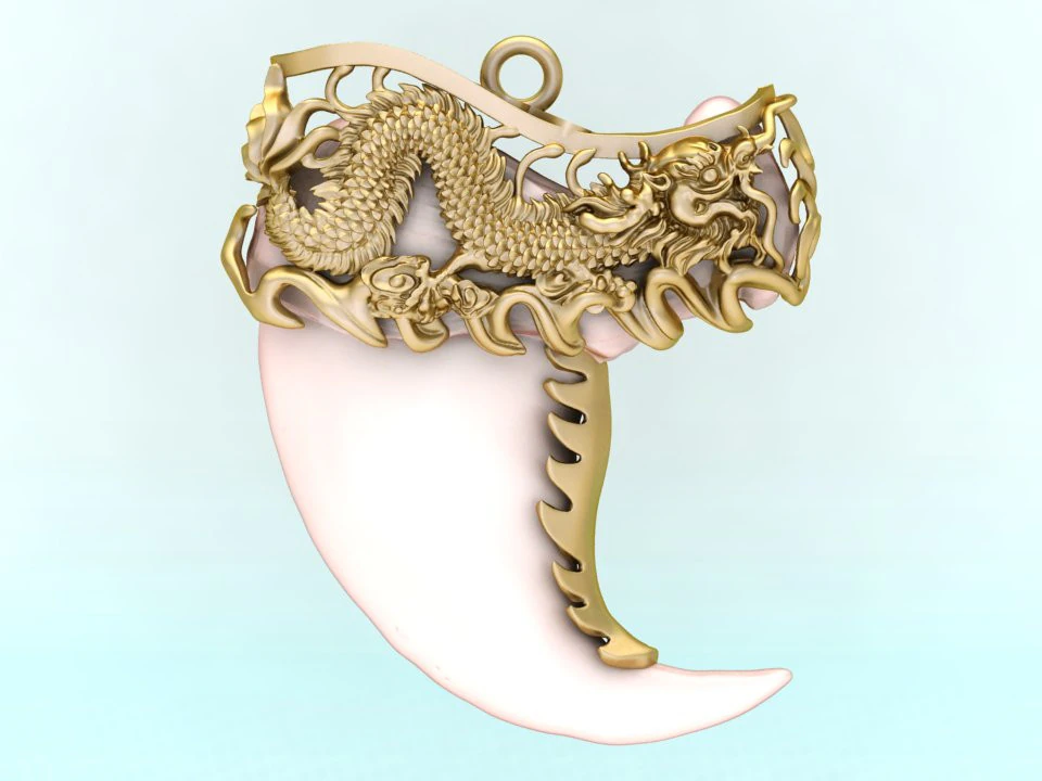 Dragon pendant - Bears claw - Tiger nails - Tiger fang - N851 3D Print Model .c4d .max .obj .3ds .fbx .stl .blend 