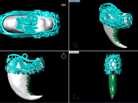 Dragon pendant - Bears claw - Tiger nails - Tiger fang - N851 3D Print Model