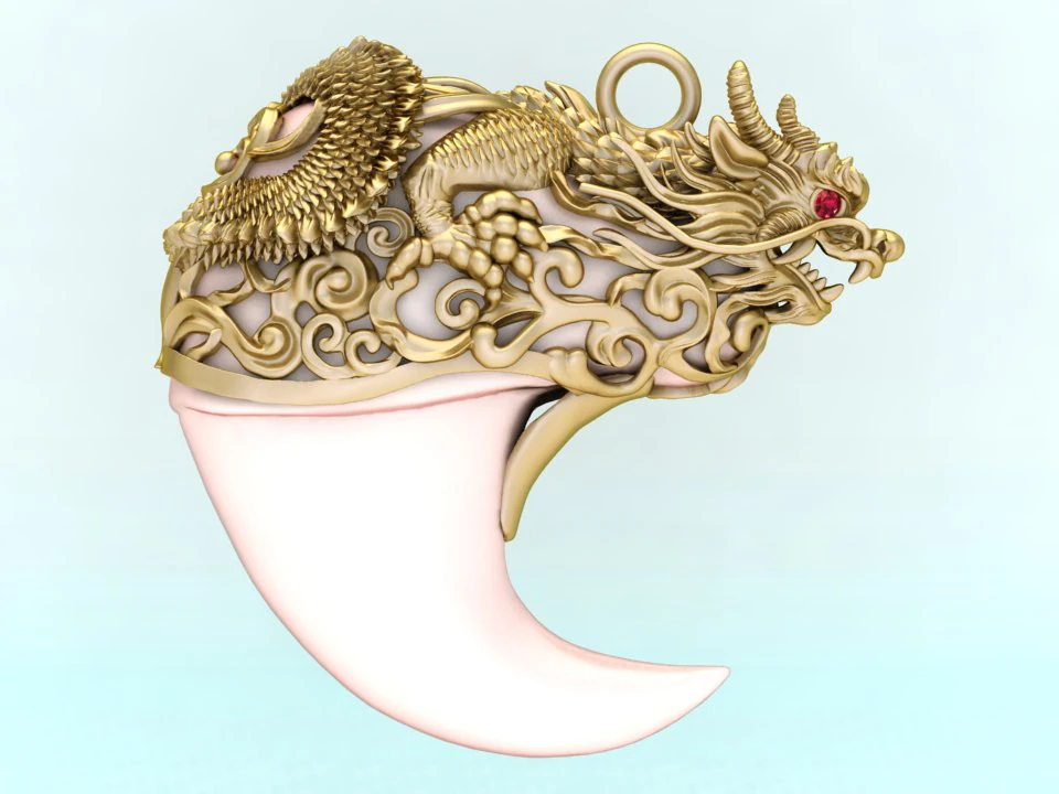 Dragon pendant - Bears claw - Tiger nails - Tiger fang - N918 3D Print Model .c4d .max .obj .3ds .fbx .stl .blend 