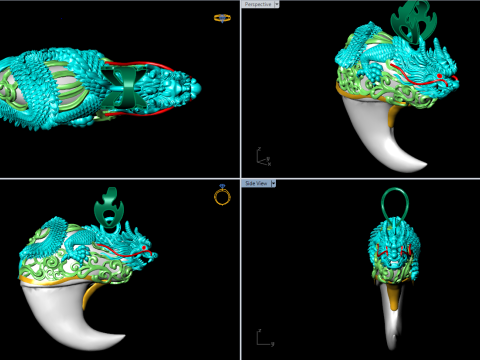 Dragon pendant - Bears claw - Tiger nails - Tiger fang - N918 Model Cetak 3D