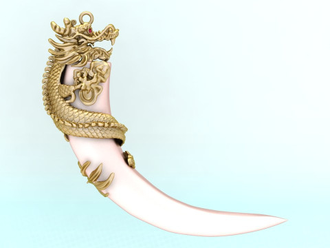 Dragon pendant - Feral pigs Fang - Bears claw - Tiger nails - N1007 Modèles 3D en vedette