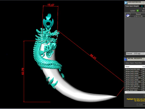 Dragon pendant - Feral pigs Fang - Bears claw - Tiger nails - N1007 3D Print Model