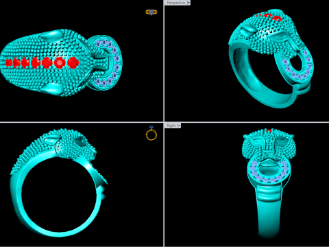 Leopard rings - Panther ring - N244 3Dプリントモデル