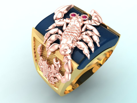 Scorpion Ring - Mens Ring - N900 Modèles 3D en vedette