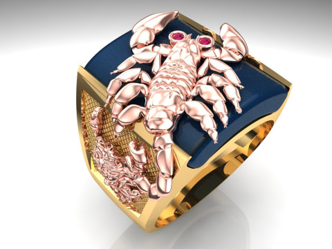 Scorpion Ring - Mens Ring - N900 3D printmodel