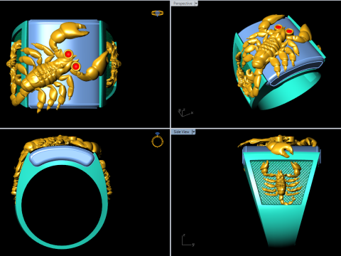 Scorpion Ring - Mens Ring - N900 3D printmodel