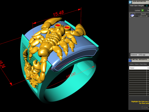 Scorpion Ring - Mens Ring - N900 3D printmodel