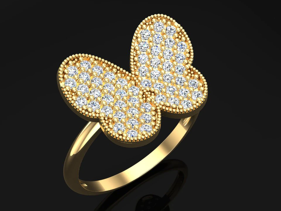 Butterfly Ring - Womens Rings - N1037 3D Print Model .c4d .max .obj .3ds .fbx .stl .blend 
