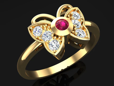 Cincin Kupu-Kupu - Cincin Wanita - N1130 Model Cetak 3D
