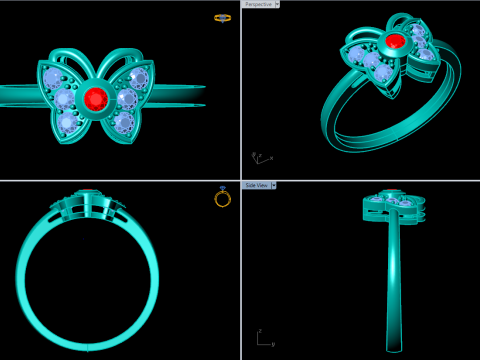 Butterfly Rings - Womens Rings - N1130 3D printmodel