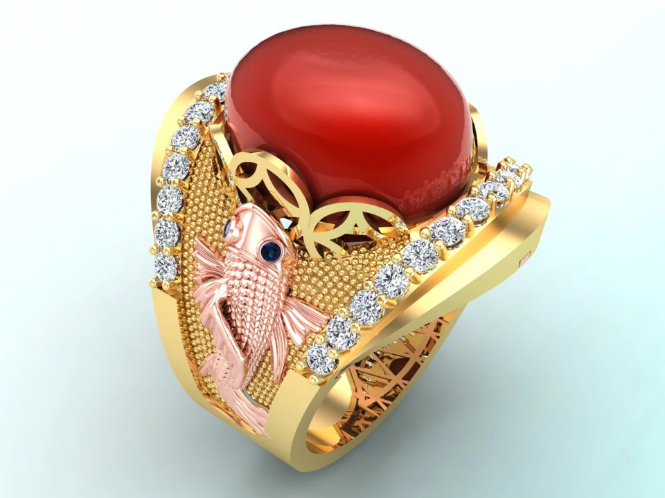 Carp ring - Mens ring - N1014 3D Print Model .c4d .max .obj .3ds .fbx .stl .blend 